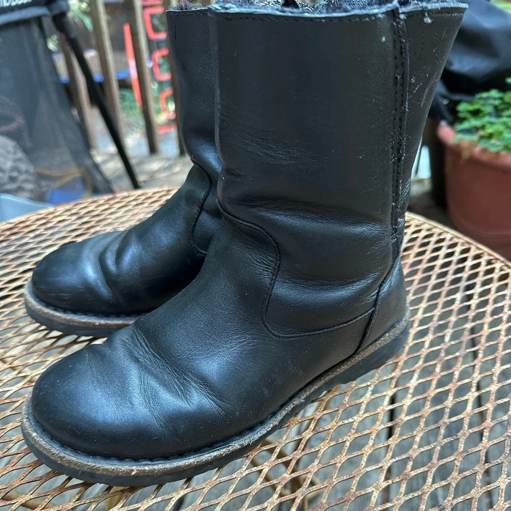 BIRKENSTOCK Black Shearling Lined Leather Boots Size 37 Zip Up - Picture 3 of 10